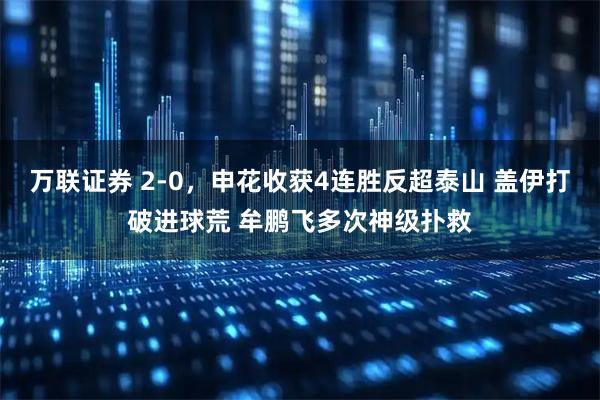 万联证券 2-0，申花收获4连胜反超泰山 盖伊打破进球荒 牟鹏飞多次神级扑救